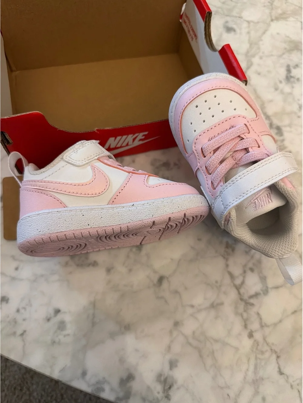 (Baby) Nike Court Borough Low Rec Toddler Shoes Size 4C White and Pink
